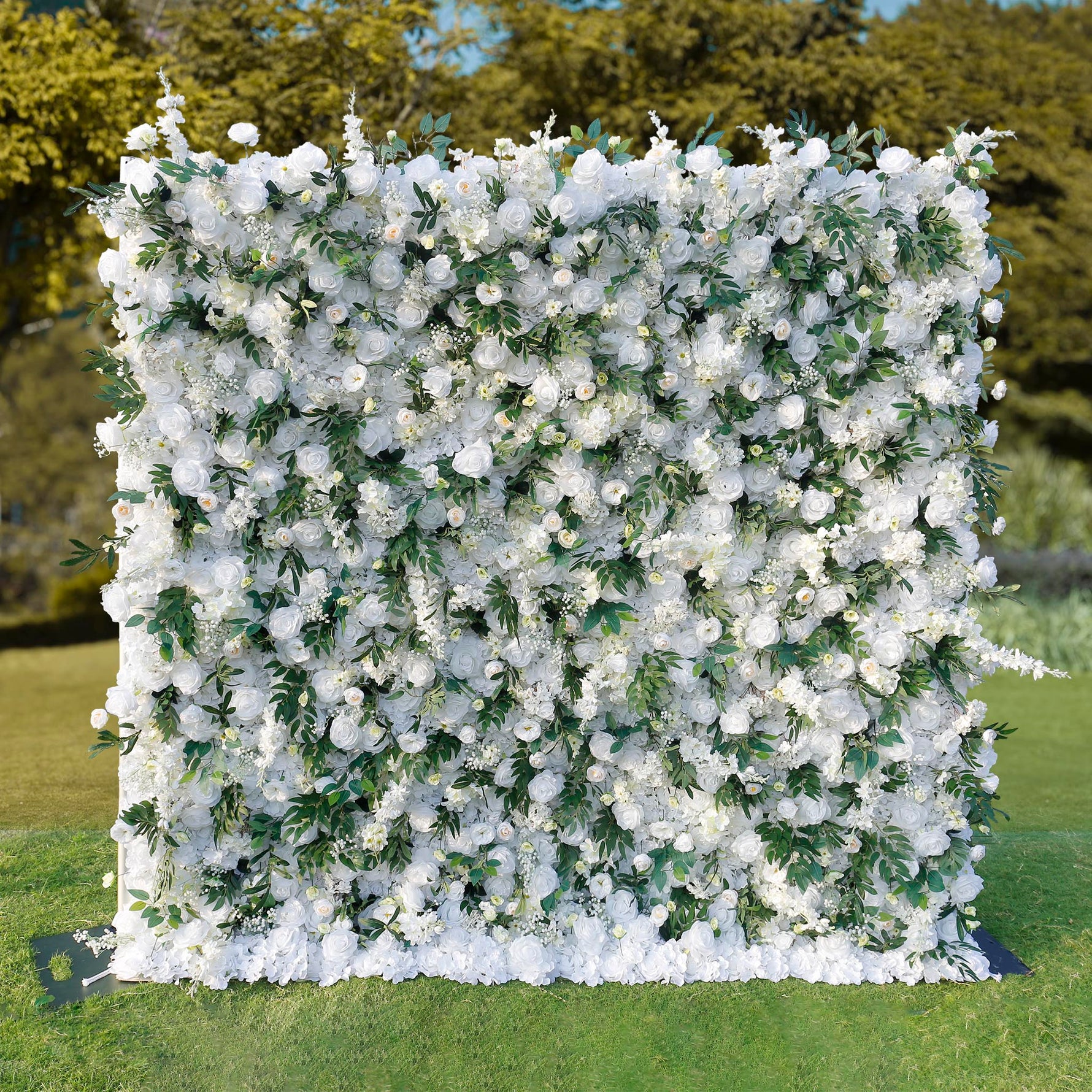 Aliflowers 5D White Rose with Larkspur Flower Wall Backdrop ALFWL039 - Ali Flowers