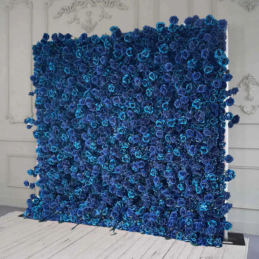 5D blue rose flower fabric backdrop decoration party props