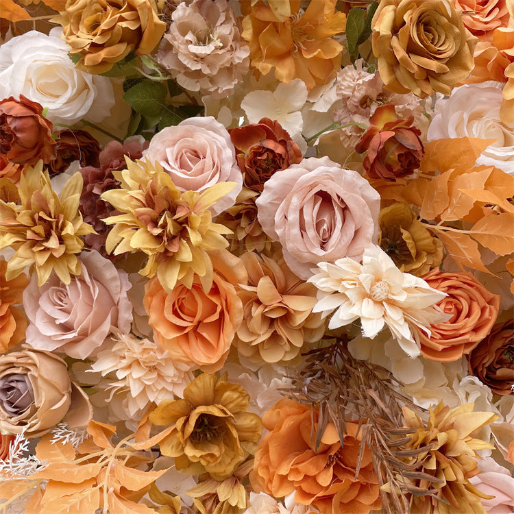 Orange Rose Curtain Floral Background