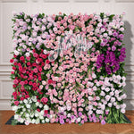 5D Pink &amp; Purple Irregular Cloth Roll Curtain Flower Wall