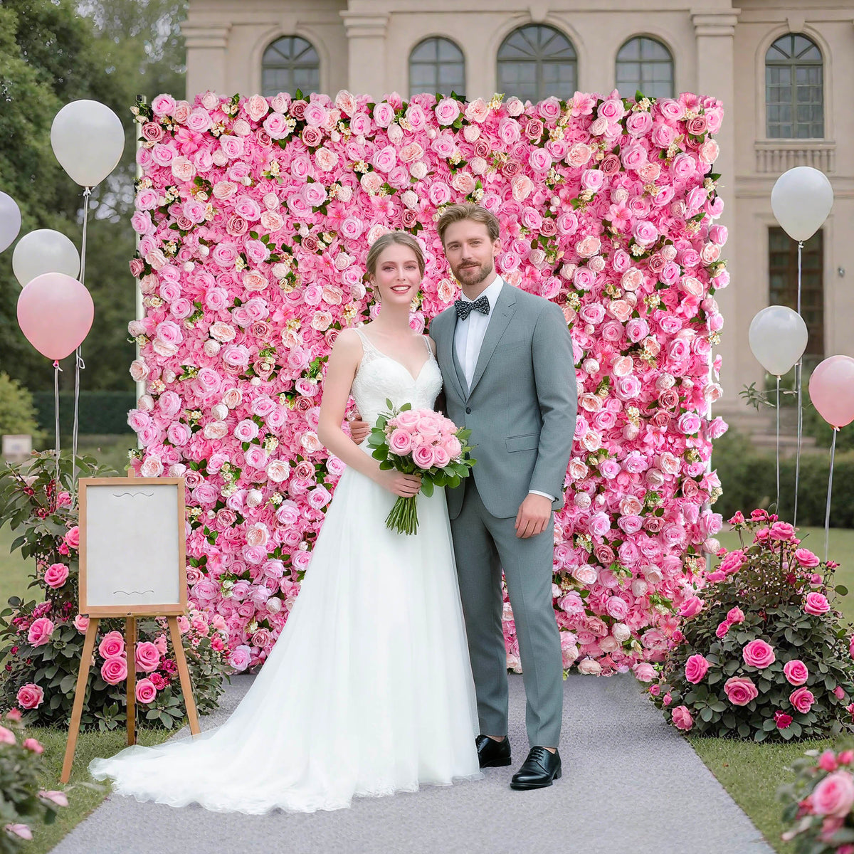 Aliflowers 5D Pink Rose Flower Wall Wedding Party Flower Decoration Background