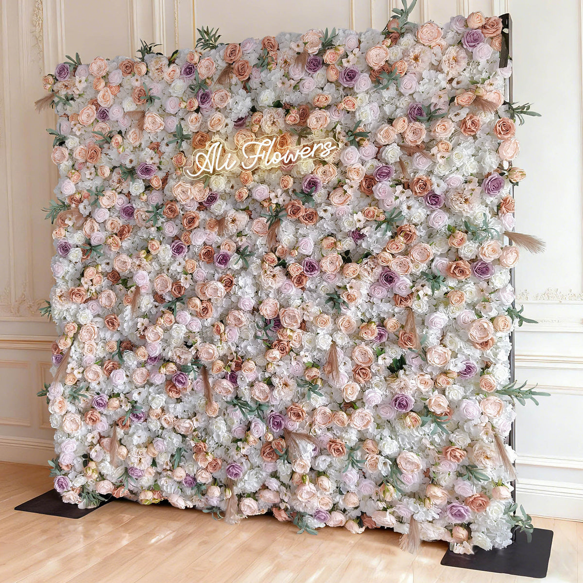 Aliflowers 5D Vintage Rose Gold & Lavender Flower Wall Wedding Party Backdrop