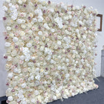 White Rose Roll Fabric Flower Wall
