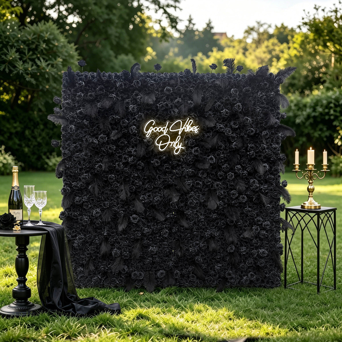 Aliflowers 5D Dark Black Rose Wall Floral Arrangement Artificial Flower Wall ALFWL090 - Ali Flowers