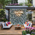 Ali Flowers Artificial Silk White Blush Rose Green Leaves Flower Wall Backdrop for Wedding Decor ALFWL014 - Ali Flowers