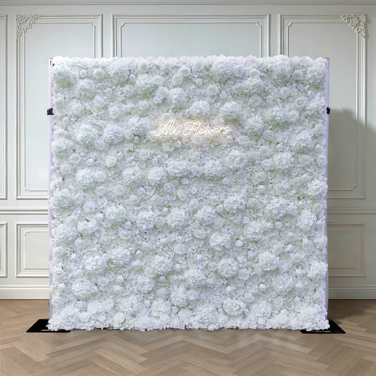 Pure White Hydrangea with rose artificial flowers for wedding backdrop decor ALFWL031