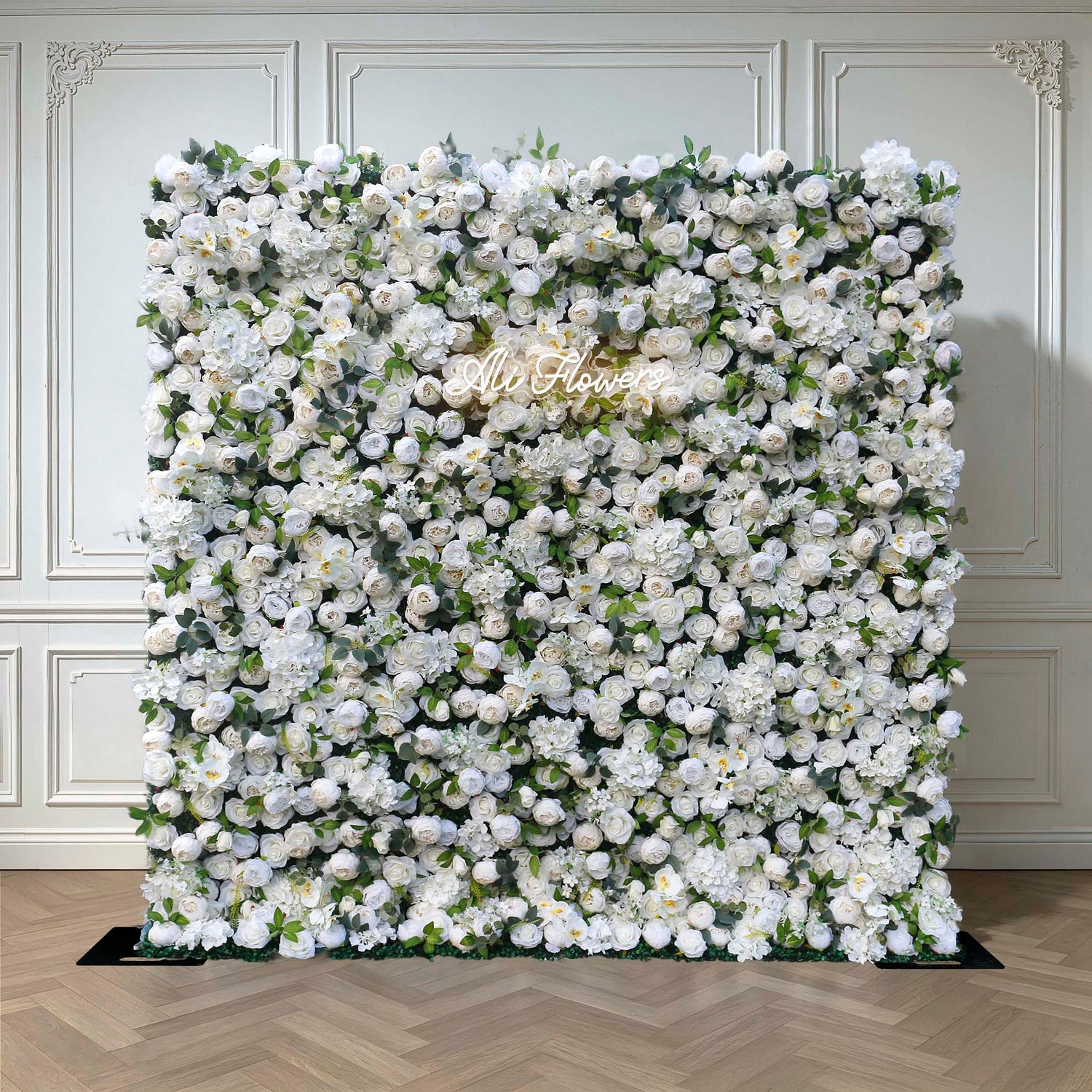 White Peony with Leaves Artificial flower for Wedding 3D Flower Wall ALFWL033