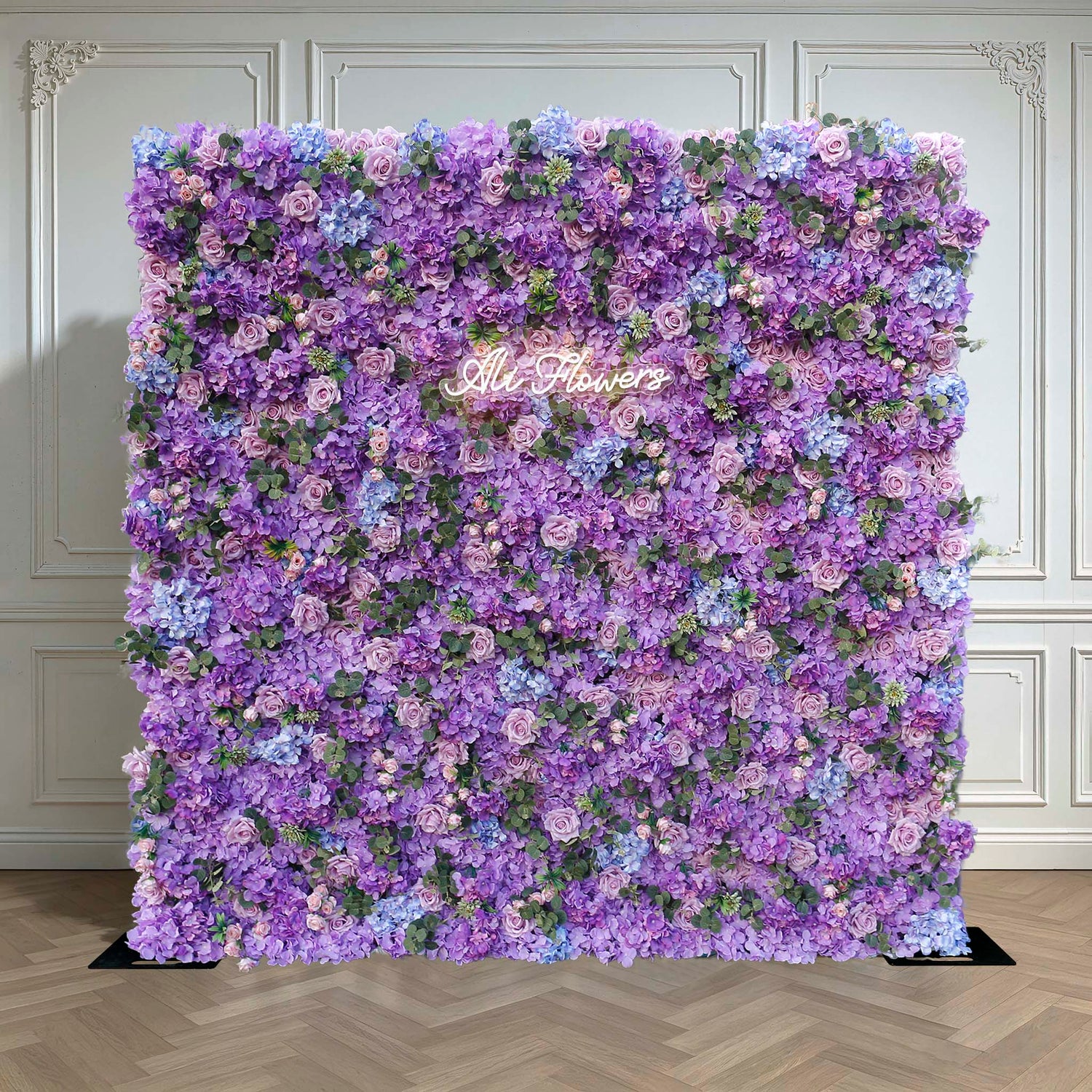 Aliflowers Lilac Hydrangea Wedding Roll up Fabric Perple Flower Wall ALFWL066
