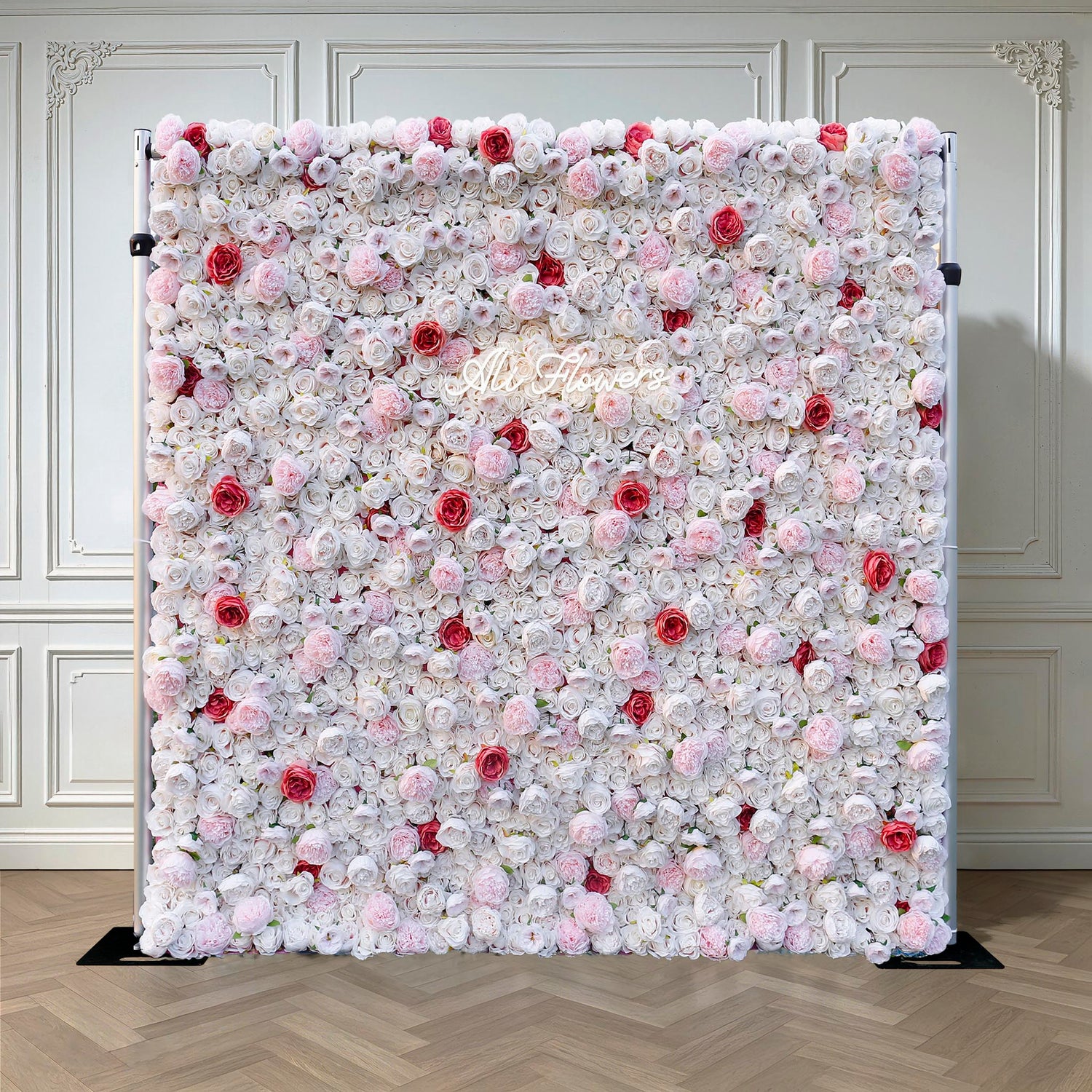 Aliflowers 3D Wave Point Rose Peony White Flower Wall ALFWL071