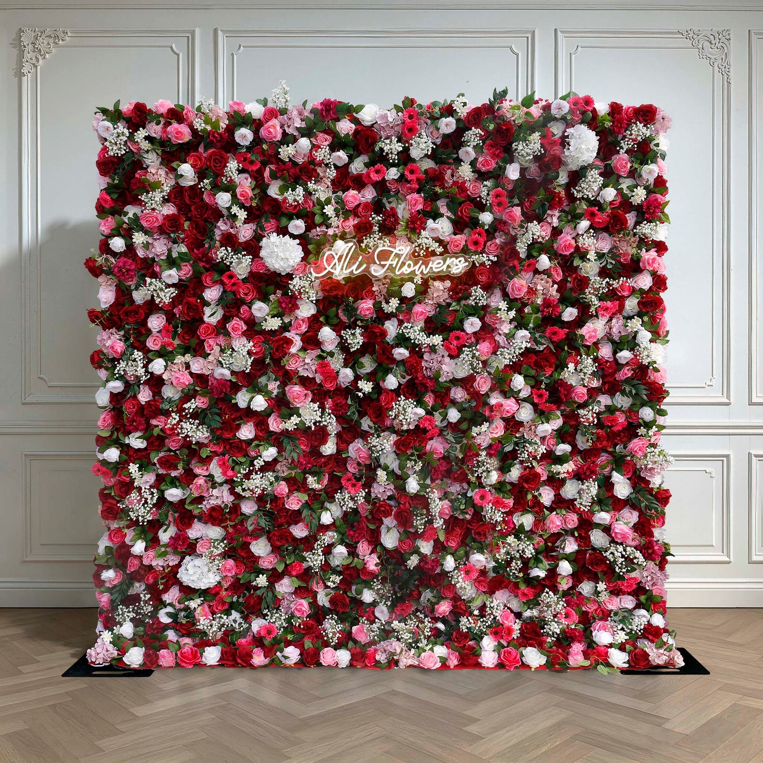 Aliflowers 5D Red Pink Hydrangea Baby Breath Roll Up Cloth Artificial Flowers for Flower Wall Plant Wall ALFWL072