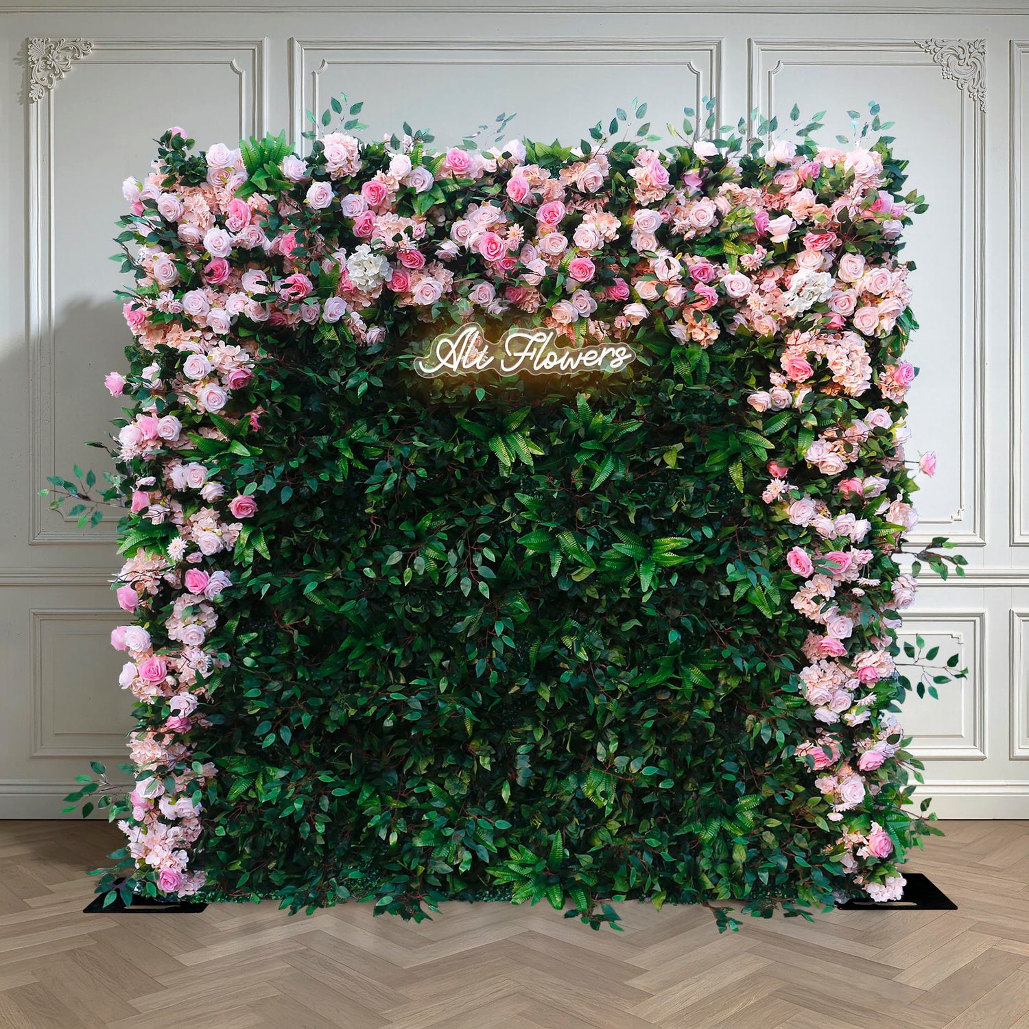 Aliflowers Blush Rose with Green Floral Wall Arrangement ALFWL077