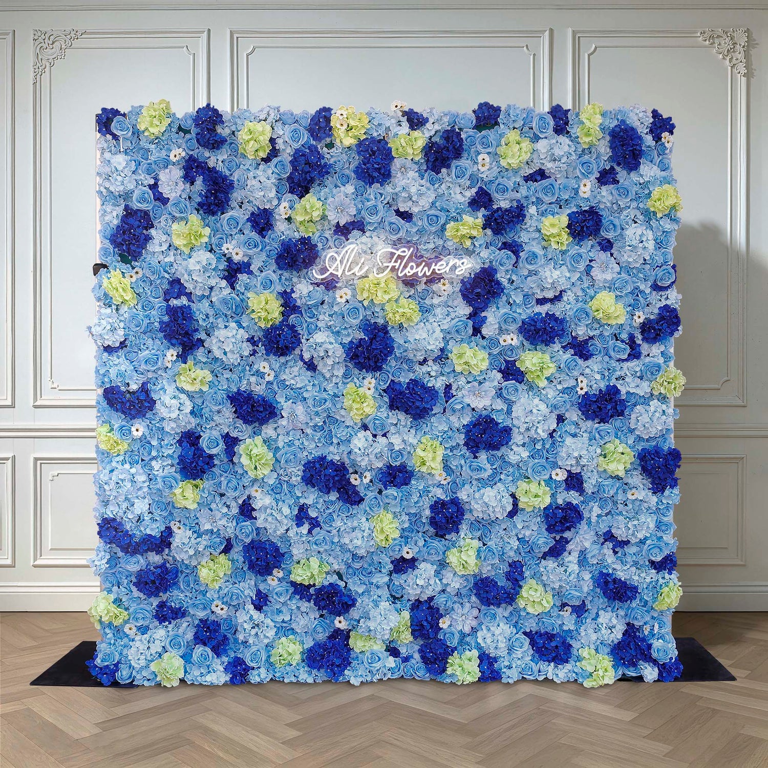 Aliflowers Hydrangea 3D Rolling Up Blue Flower Wall ALFWL078