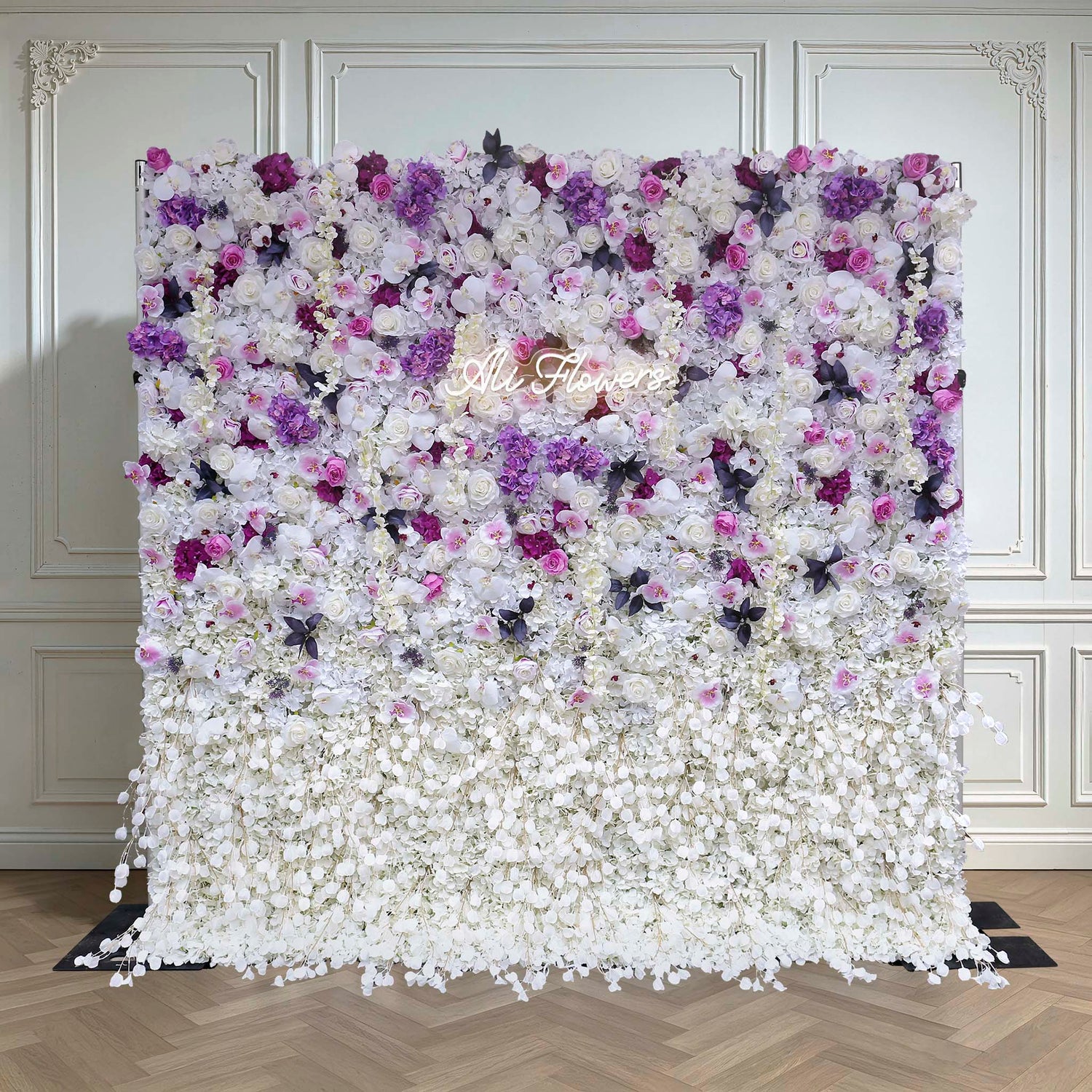 Aliflowers 3D Gradient Purple Hydrangea Flower Wall Decoration for Party ALFWL084