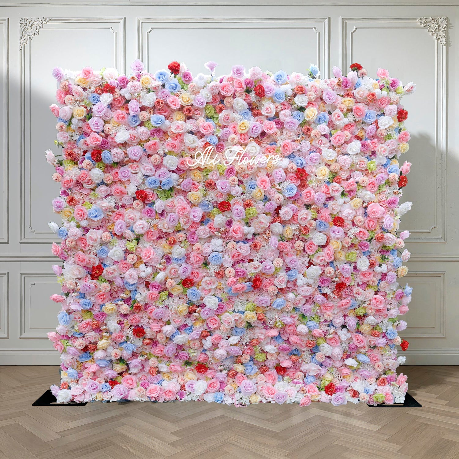 Aliflowers Colorful Rose Artificial Flower Wedding Decorations Wall ALFWL092