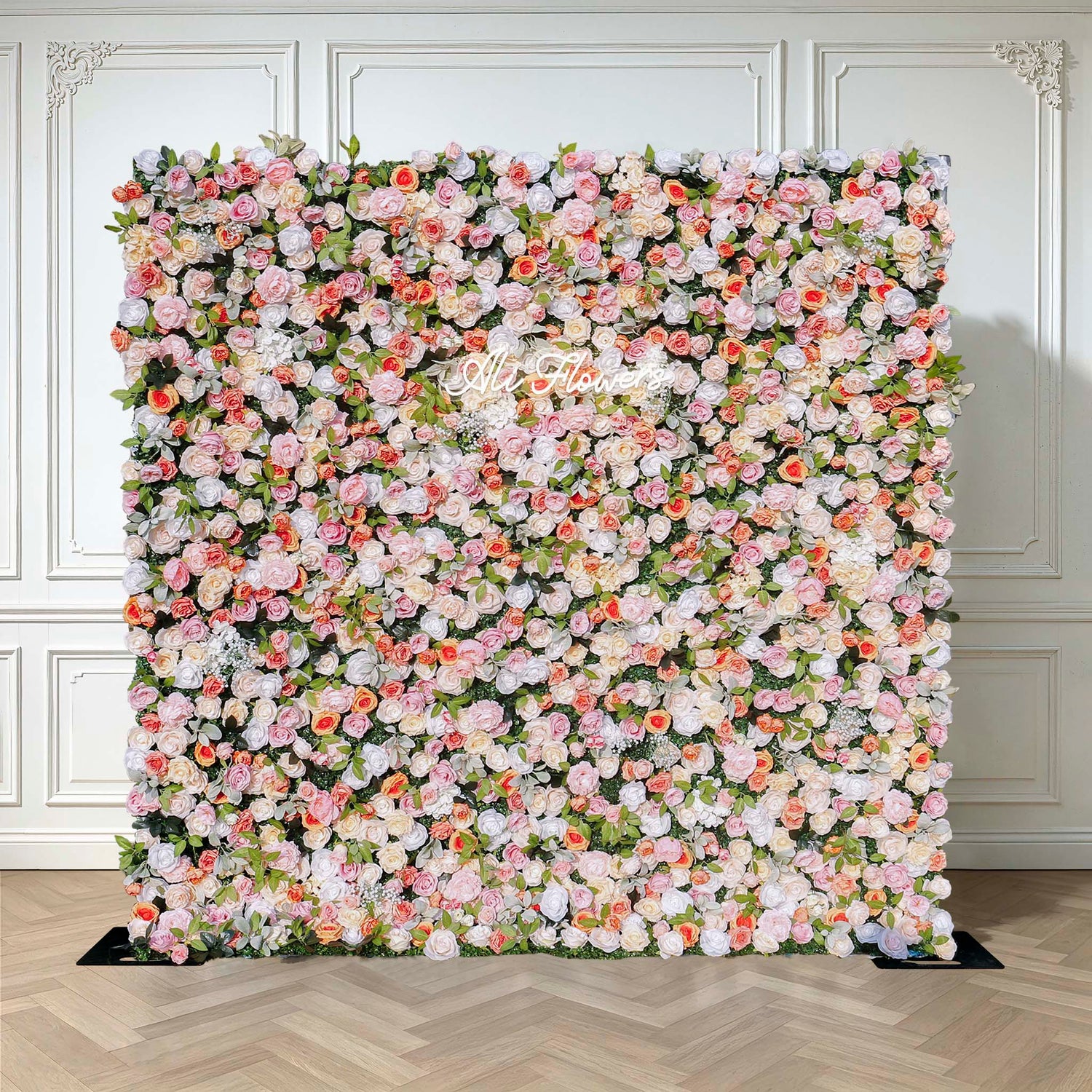 Aliflowers Orange Peony Cloth Fabric Backdrop Flower Wall ALFWL106