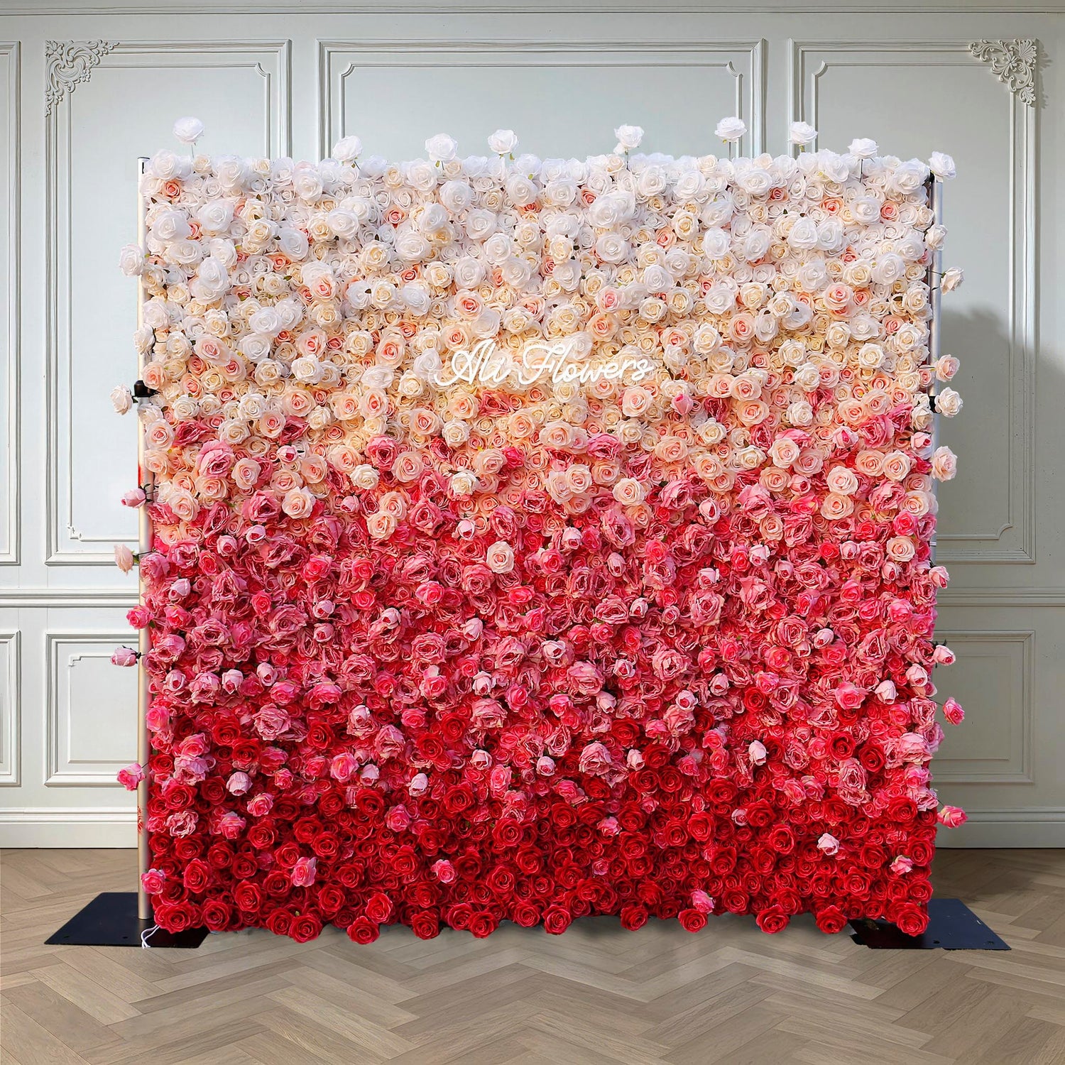 Aliflowers 5D Handmade Cloth Gradient Rose Artificial Floral Wall ALFWL119