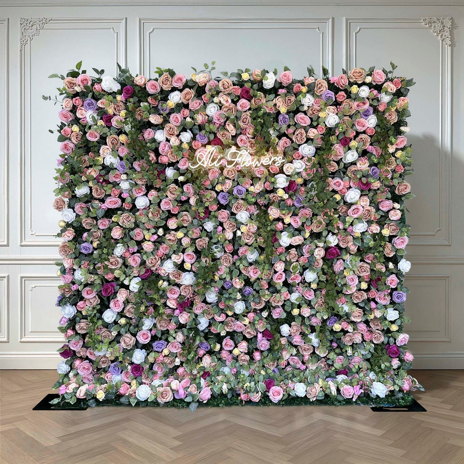 Aliflowers 3D Green Colorful Rose Roller Blind Party Wedding Backdrop Decoration ALFWL193