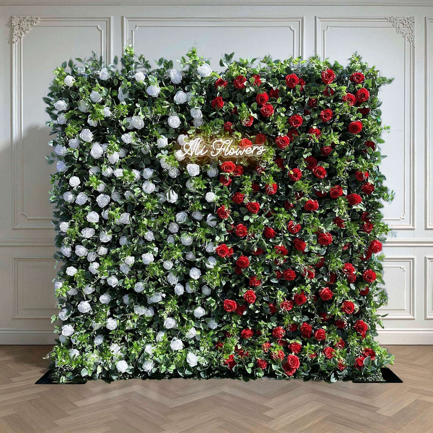 Aliflowers 3D White And Red Rose Flower Wall Backdrop for Weddings & Events ALFWL198