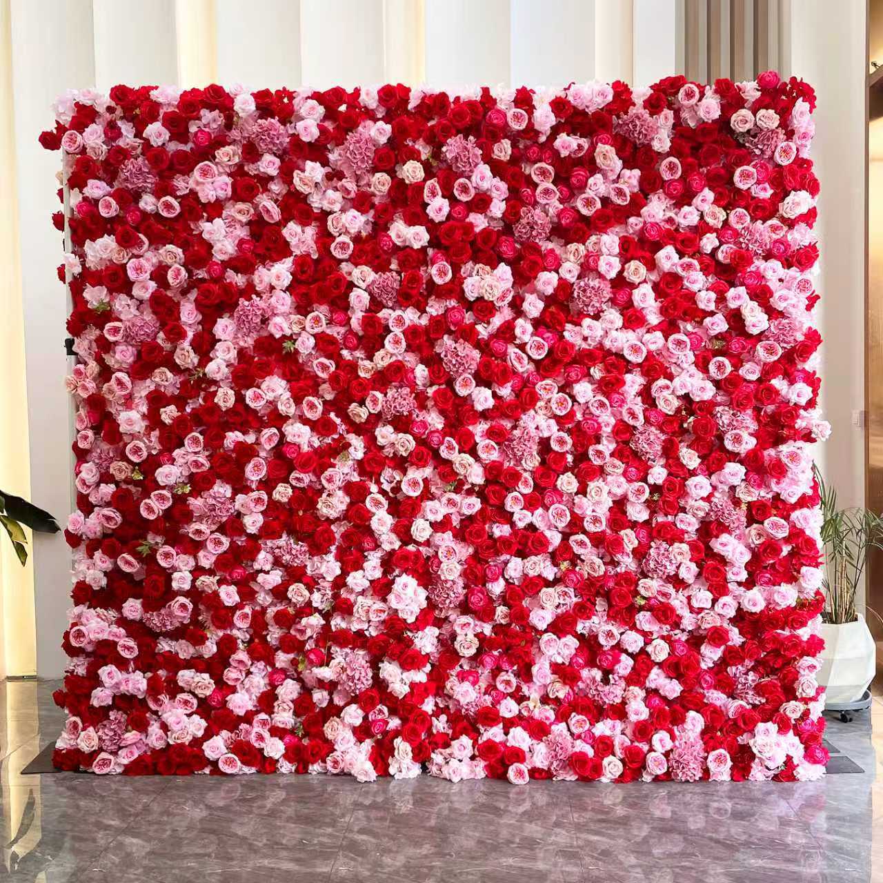 Aliflowers 5D Luxury Red and Pink Silk Rose Wedding Event Decor Backdrop ALFWL202