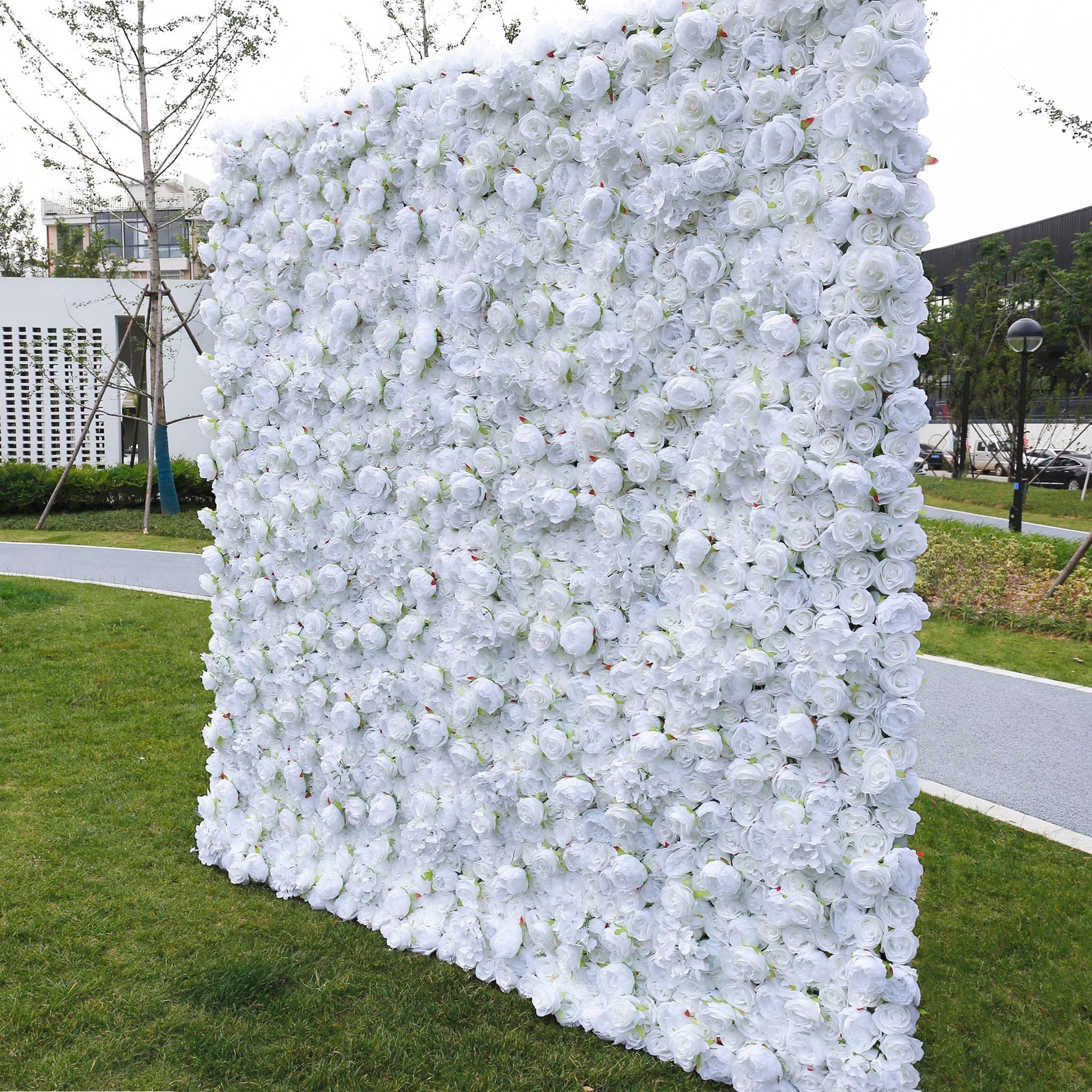 Aliflowers 3D Fabric Artificial White Rose Flower Wall for Bridal Shower ALFWL054 - Ali Flowers