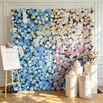 Aliflowers 5D Blue And Pink Rose And Hydrangea Floral Wall Backdrop, Suitable for Wedding Decoration ALFWL199 - Ali Flowers
