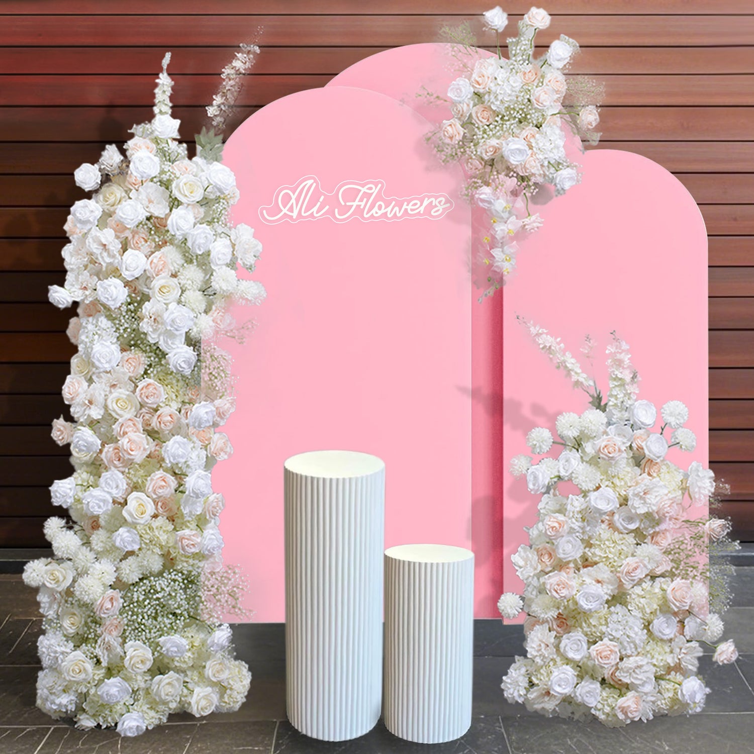 Aliflerows Pink Rose Baby's Breath KT Board Decoration Event Props ALFKT011