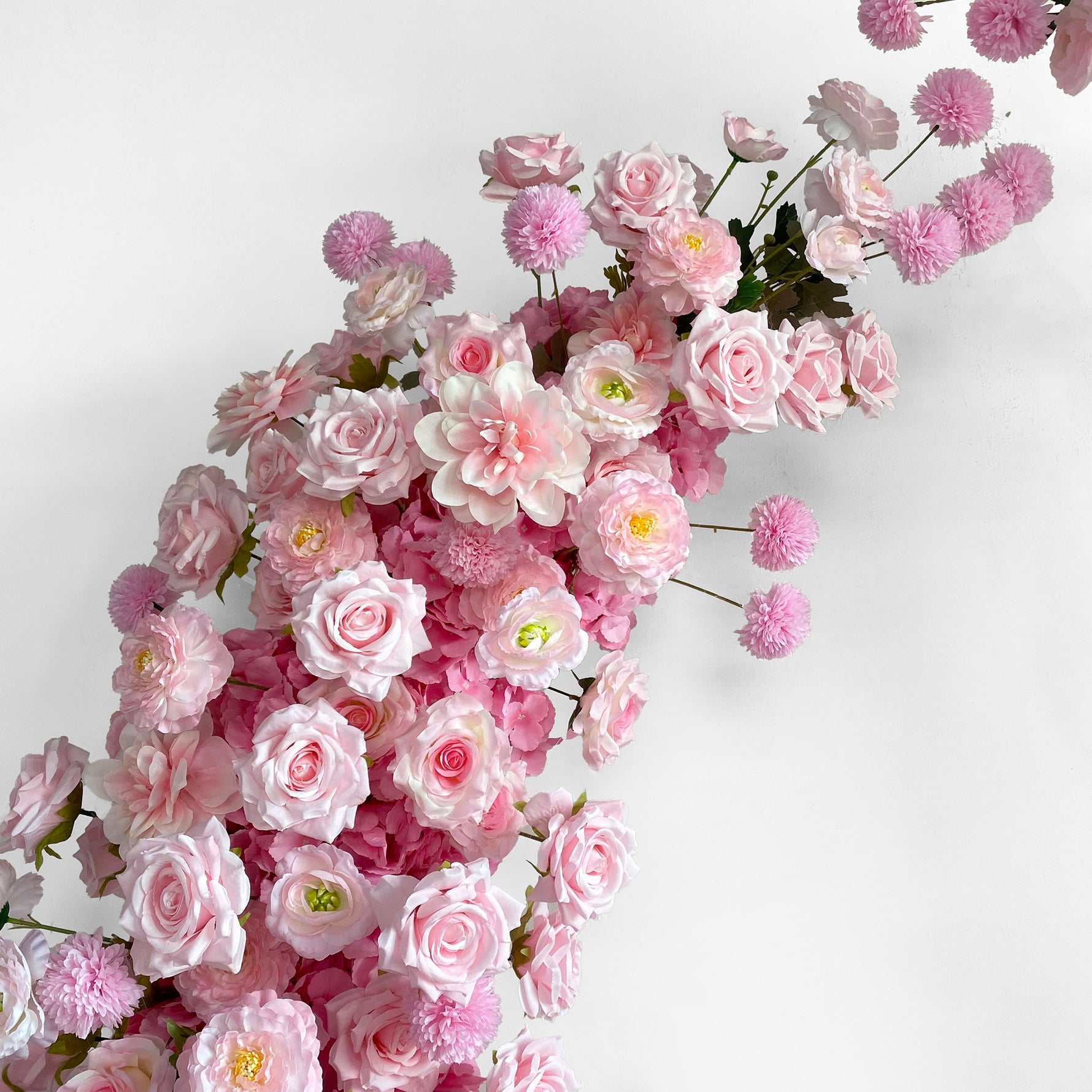Aliflowers 3D Pink Rose Horns Arch – Wedding Ceremony Floral Backdrop for Indoor & Outdoor Events