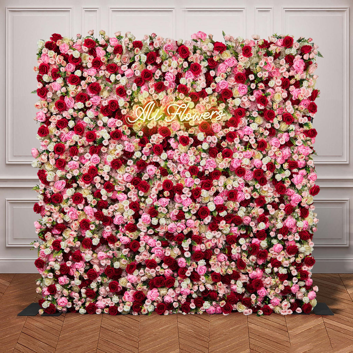 Aliflowers 3D Pink Rose Roller Curtain Decoration Wedding Flower Background Wall