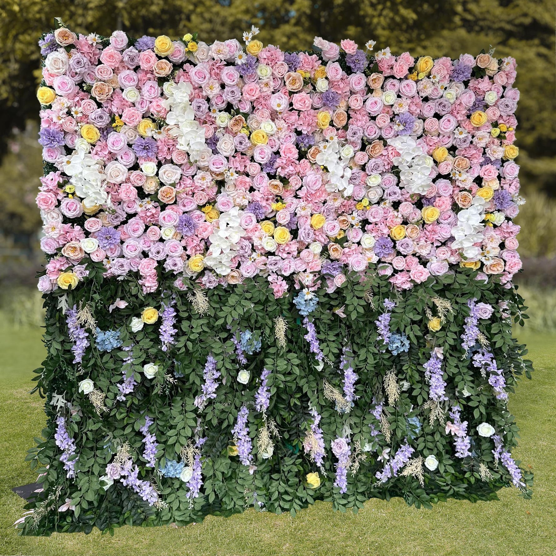 Aliflowers 3D Purple and Pink Rose Curtain Flower Wall Backdrop Wedding Party Decoration ALFWL91