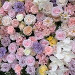 Aliflowers 3D Purple and Pink Rose Curtain Flower Wall Backdrop Wedding Party Decoration ALFWL91