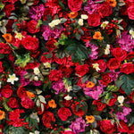 Aliflowers Red Rose with Hanging Greenery Artificial Flower Wall Backdrop ALFWL094 - Ali Flowers