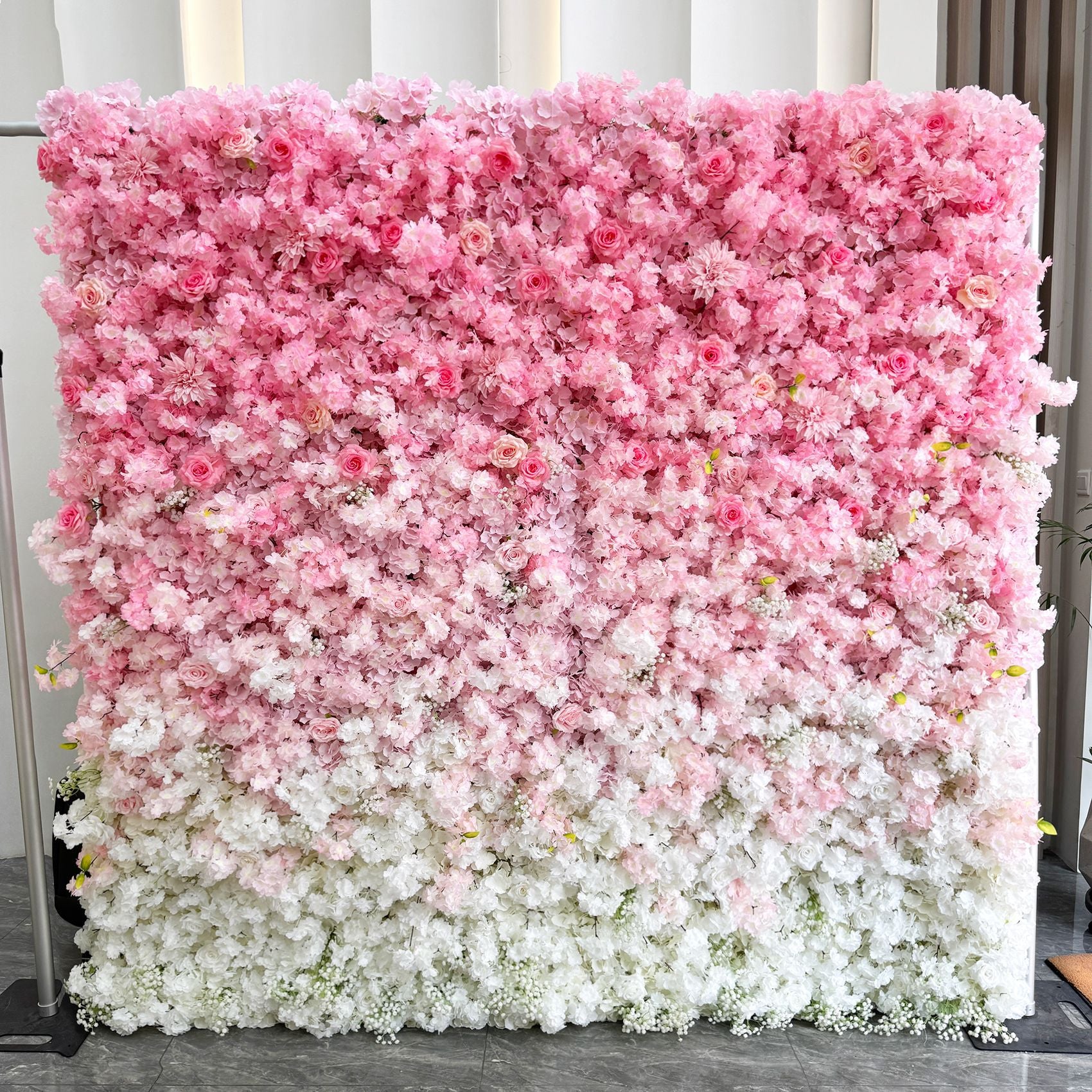 Aliflowers 3D Sakura Pink Gradient Fabric Floral Wall Banquet Wedding Backdrop Decoration ALFWL183