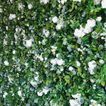 Aliflowers 3D White Rose & Green Leaf Roll-Up Flower Wall – Wedding & Party