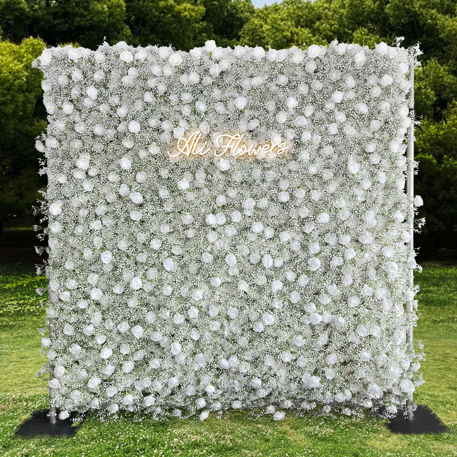 Aliflowers 5D Baby's Breath Flower Wall for Bridal Shower