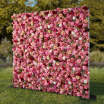 5D pink silk rose roller curtain artificial flower wall