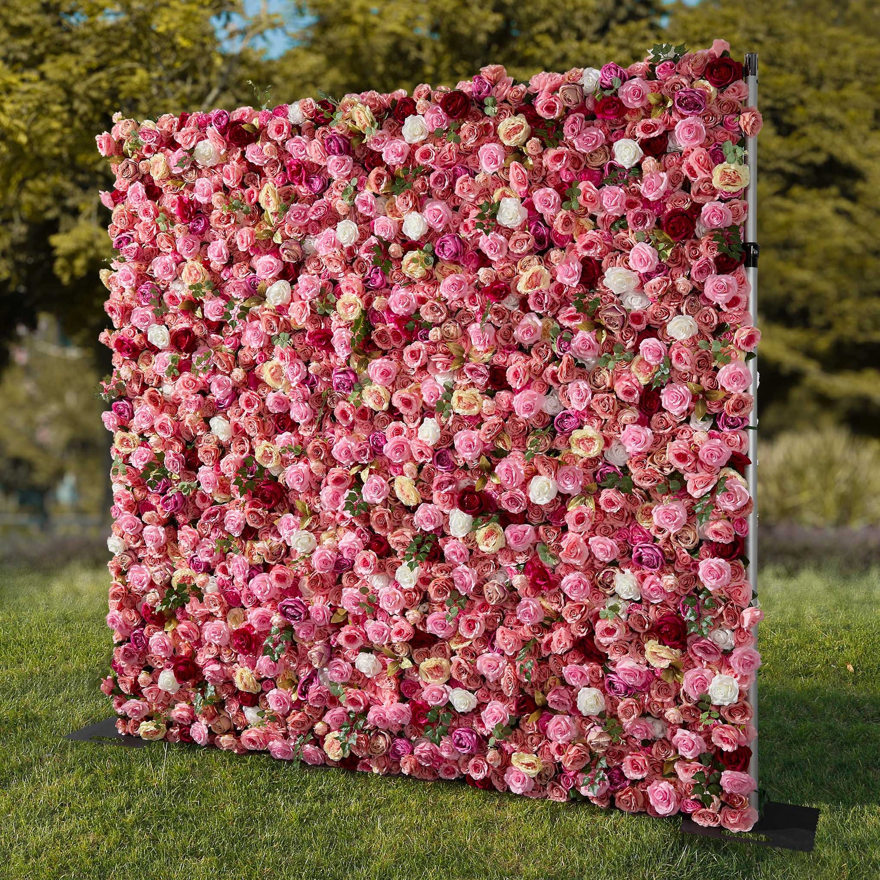 5D pink silk rose roller curtain artificial flower wall