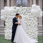 Aliflowers 5D White Rose & Hydrangea Rolling Curtain Flower Wall Backdrop ALFWL130