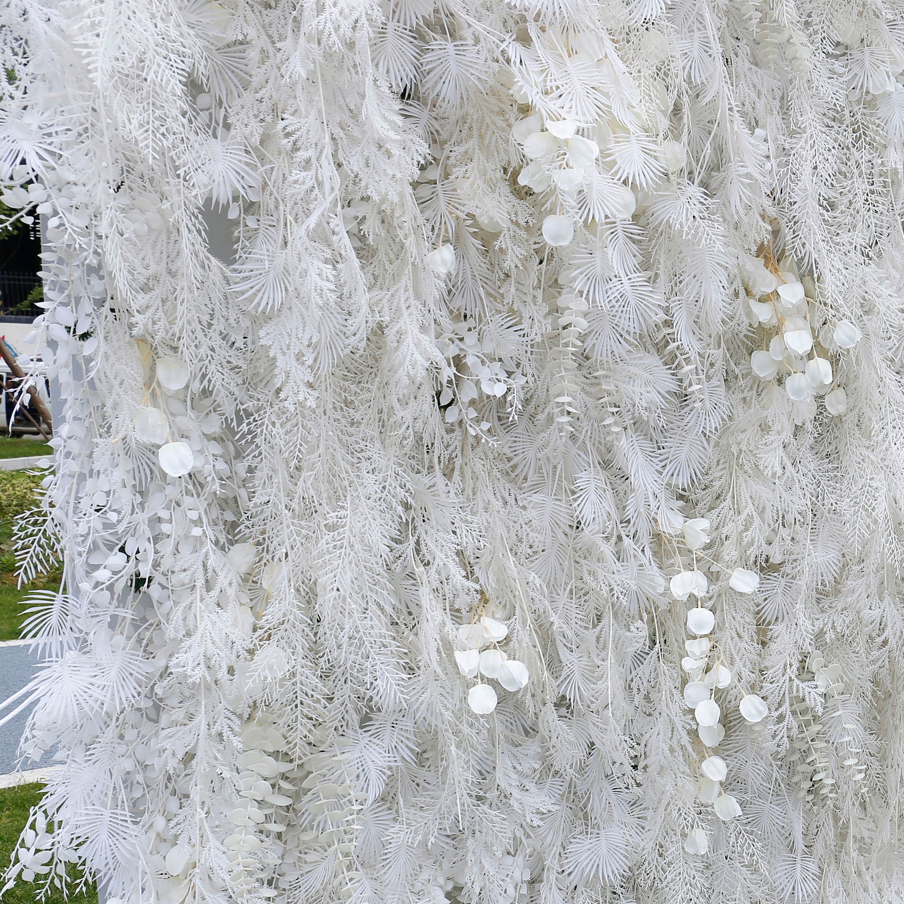 Aliflowers All White Hanging Floral Wall for Photo Booth Backdrop ALFWL125 - Ali Flowers