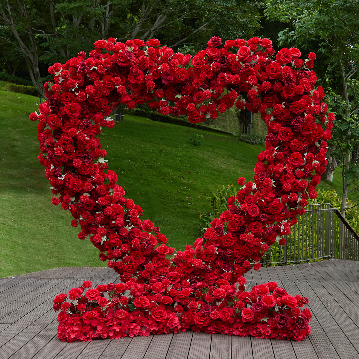 Aliflowers Artificial flower 5D Red Rose Valentine's Day Heart Arch ALFAH004