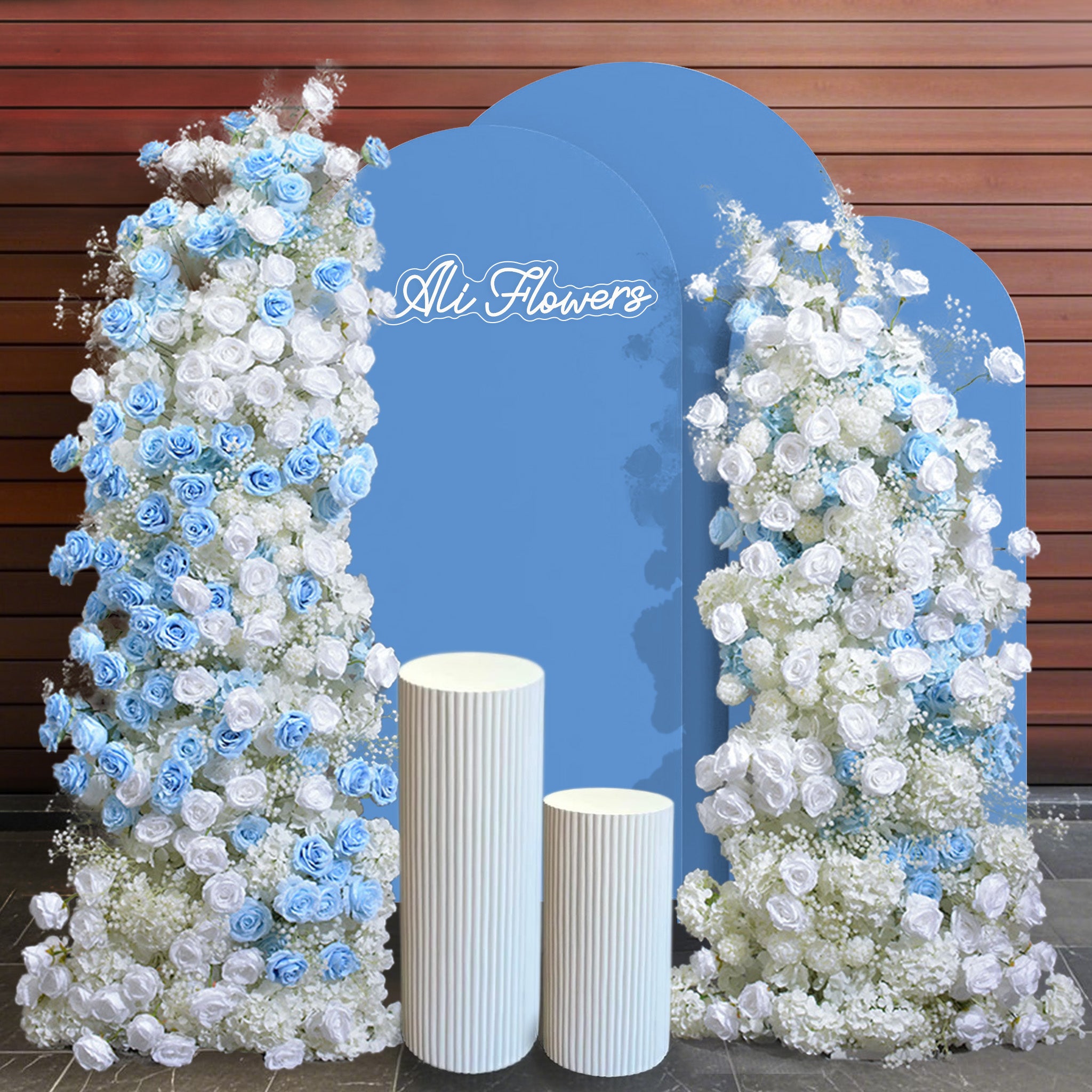 Aliflowers Blue & White Rose Hydrangea Wedding KT Backdrop for Party ...