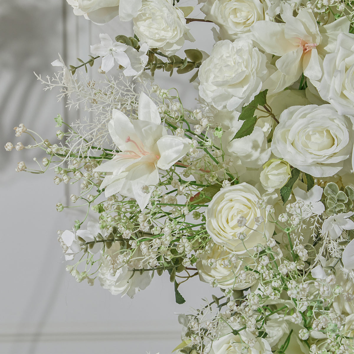 Aliflowers Elegant White Rose Floral Wedding Backdrop with Corner Arch Frame - Ali Flowers