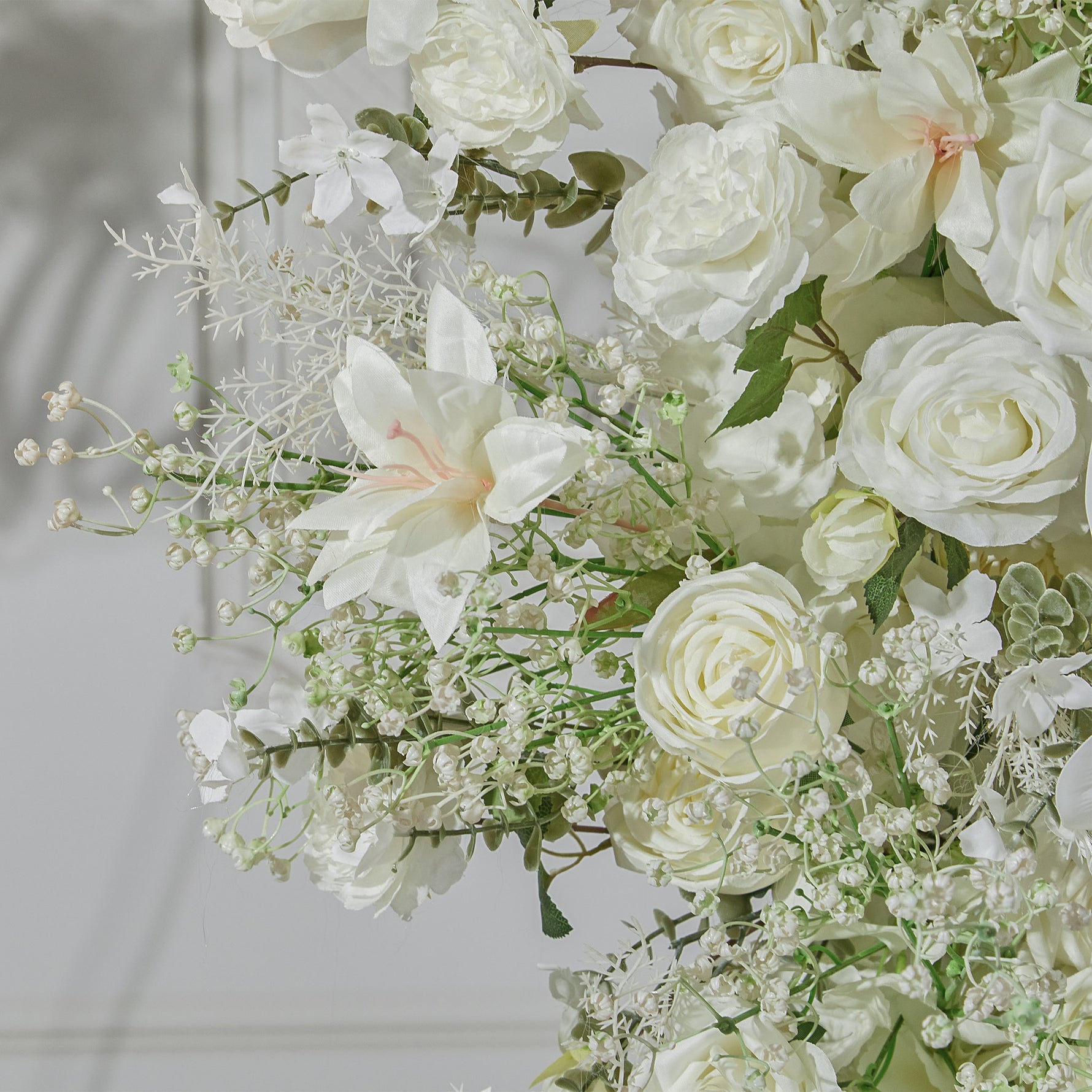 Aliflowers Elegant White Rose Floral Wedding Backdrop with Corner Arch Frame - Ali Flowers