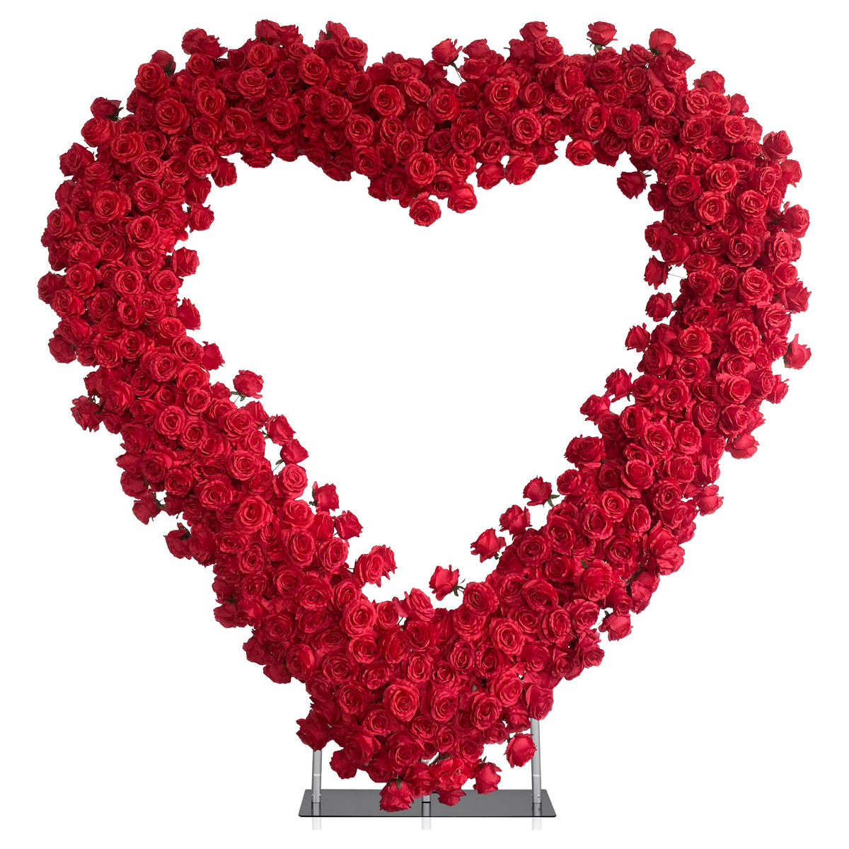 Aliflowers Luxurious Red Rose Floral Heart-Shaped Arch Proposal Backdrop ALFAH018