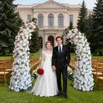 Aliflowers Luxury White Rose Wedding Arch Set for Ceremony Decoration