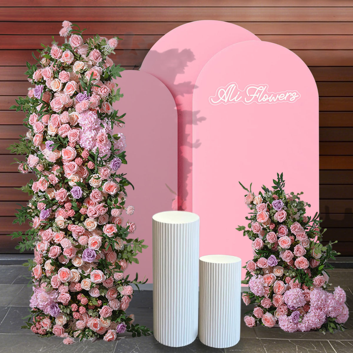 Aliflowers Pink And Purple Rose Hydrangea Flower Arrangement KT Board Wedding Background Party Supplies ALFKT015