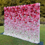 Aliflowers Pink Gradient Rose Hydrangea 5D Fabric Artistic Roller Blind Flower Wall