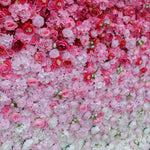 Aliflowers Pink Gradient Rose Hydrangea 5D Fabric Artistic Roller Blind Flower Wall