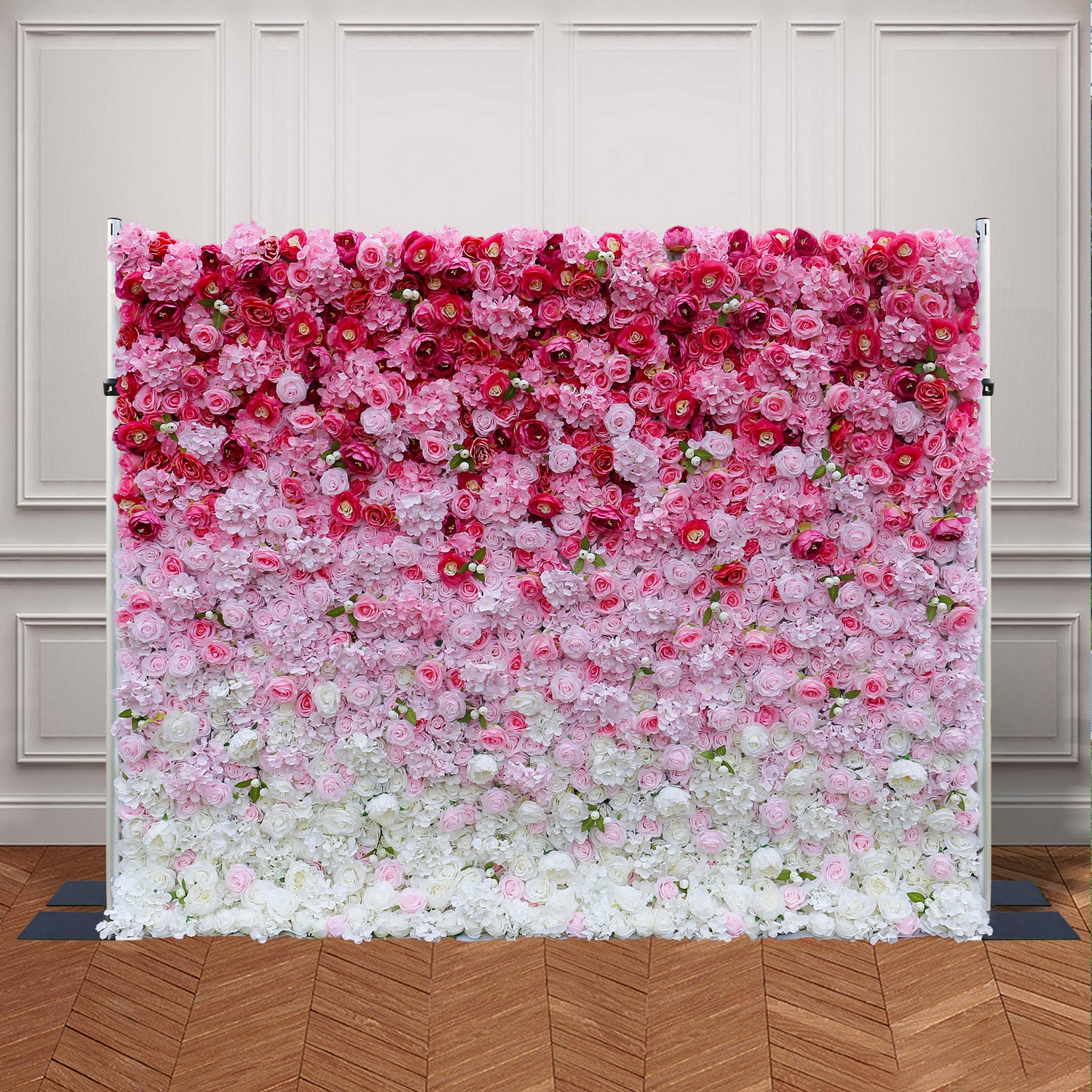 Aliflowers Pink Gradient Rose Hydrangea 5D Fabric Artistic Roller Blind Flower Wall