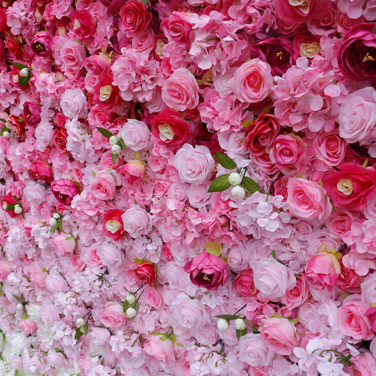 Aliflowers Pink Gradient Rose Hydrangea 5D Fabric Artistic Roller Blind Flower Wall