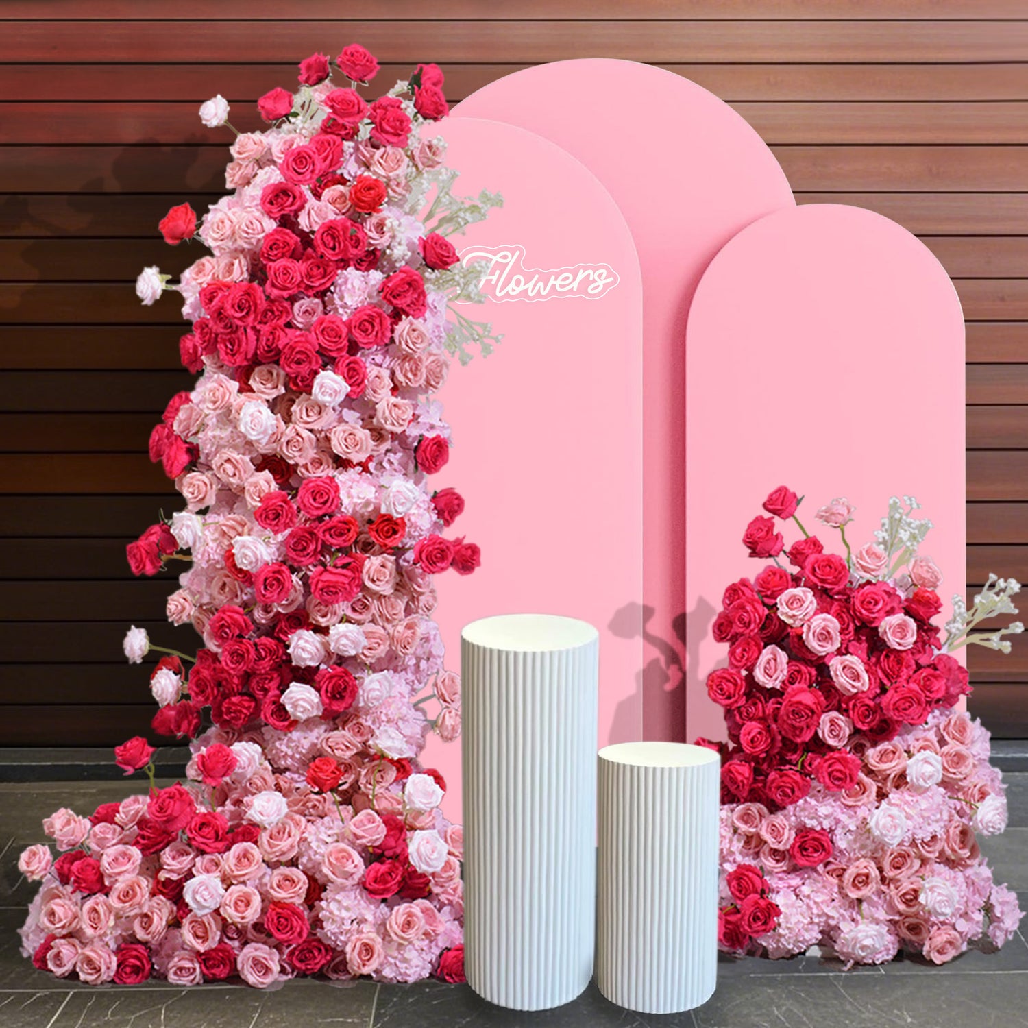 Aliflowers Pink rose 5D wedding background floor flower arrangement ALFKT016